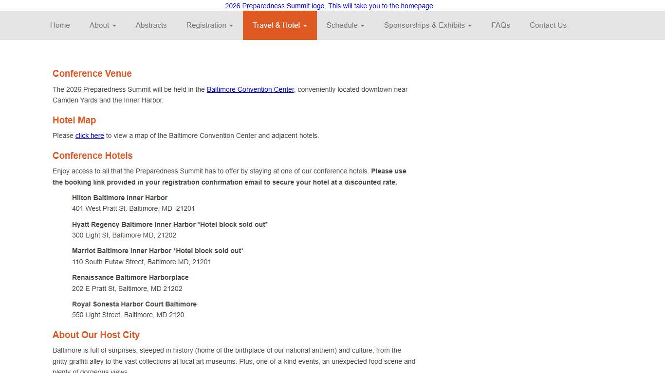 Hotel Information - 2026 Preparedness Summit